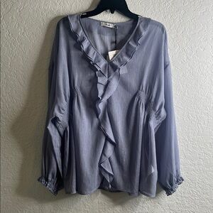 NWT b+ab Ruffle Blouse Injection Sz S